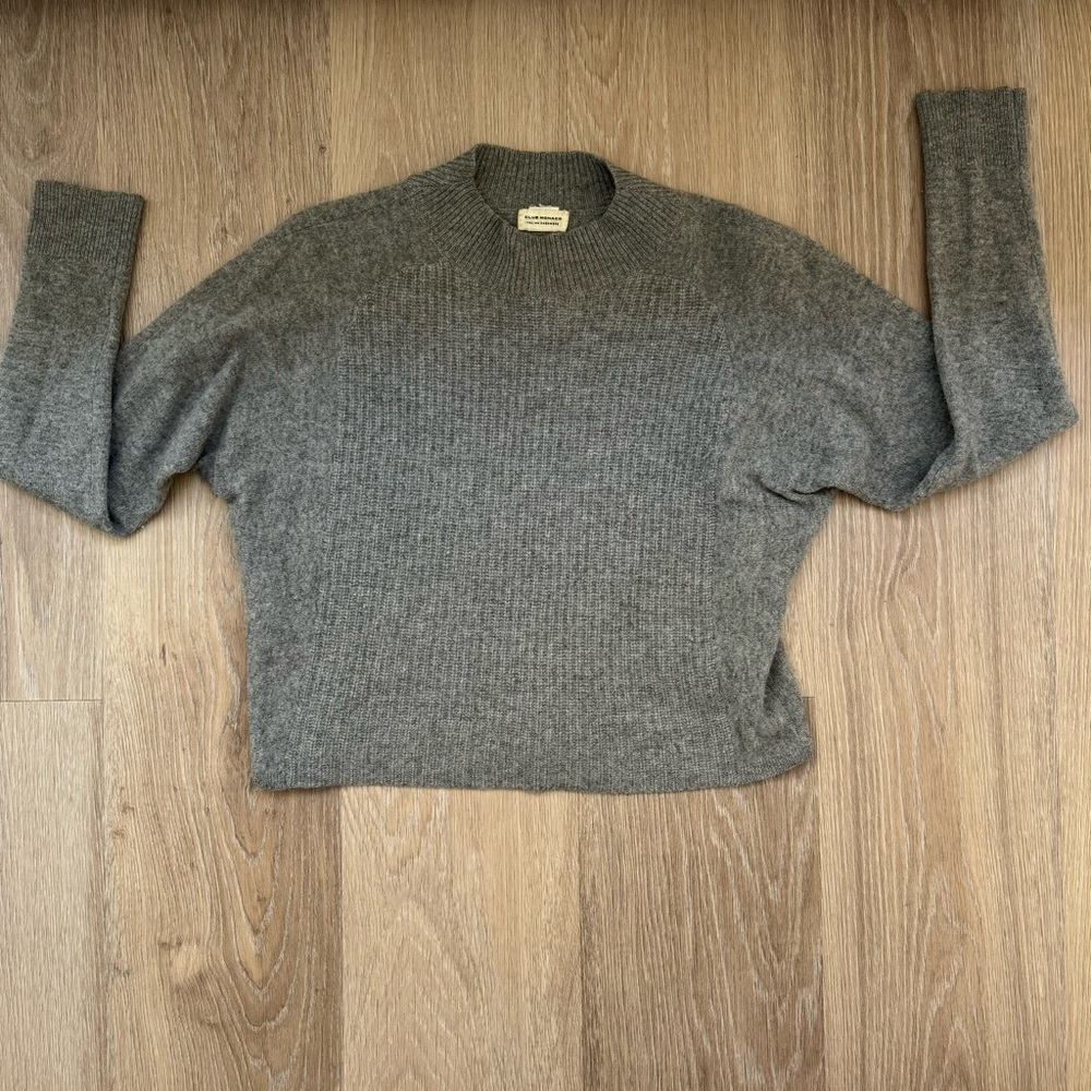 Club Monaco Mock Neck Grey Cashmere Sweater
